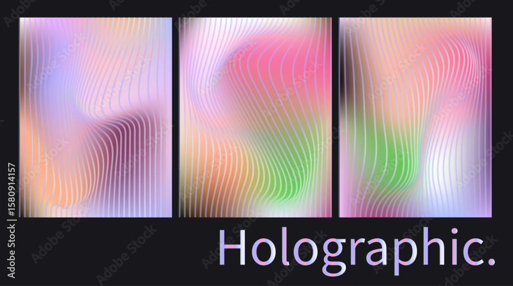 Poster vector illustration features a minimalist abstract design with wavy, flowing lines creating a 3d eff