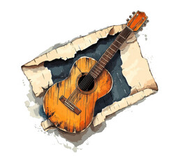 acoustic guitar isolated on white