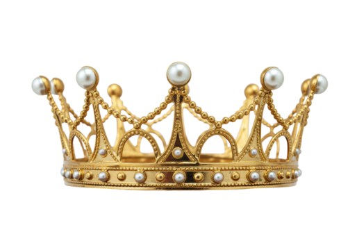 Isolated Golden Crown with Pearl Embellishments