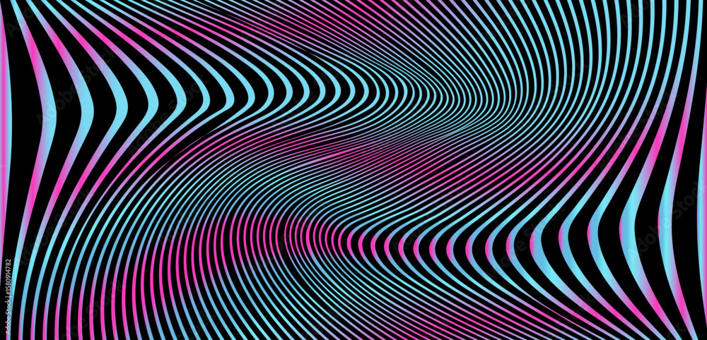Poster vector illustration features a minimalist abstract design with dynamic, wavy lines creating a 3d eff