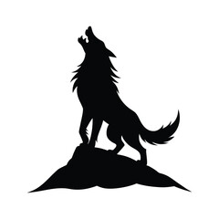 A werewolf howling under the full moon Halloween silhouette Vector illustration