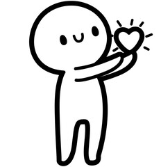 cute stick man with heart