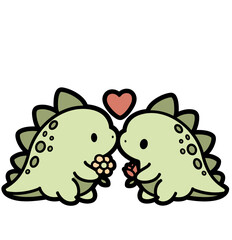 cute stegosaurs in love dinosaur