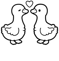 cute ducks in love outline