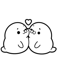 cute seal couple outline