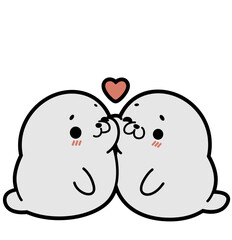 cute seal couple in love 