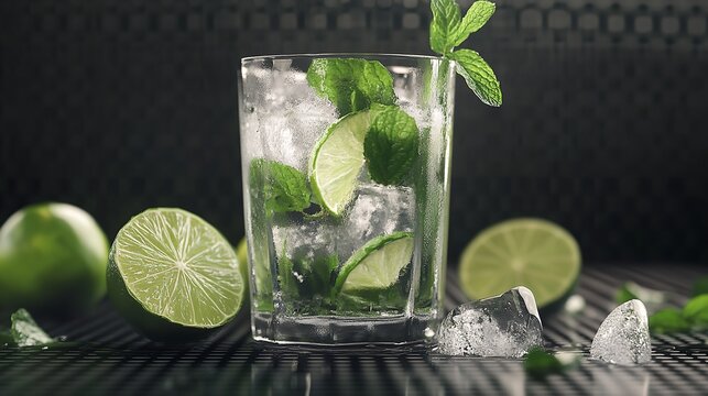 Refreshing mojito cocktail recipe with lime and mint for summer party and drinks photography ideas silhouette