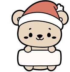 Kawaii Christmas Bear Holding Sign SVG – Cute Holiday Clipart