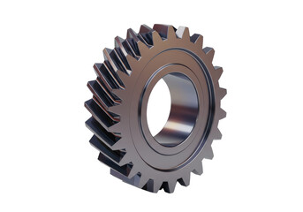 Isolated Shiny Metallic Gear with Intricate Teeth