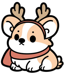 cute corgi with reindeer antlers - layered cut file- christmas clip art