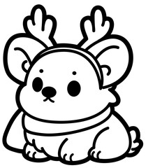 cute corgi with reindeer antlers - layered cut file- christmas clip art