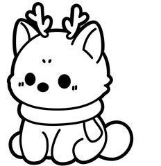 cute simple husky with reindeer horns - layered cut file - christmas clip art