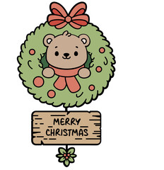 Bear in Wreath – Cute Bear Christmas Wreath