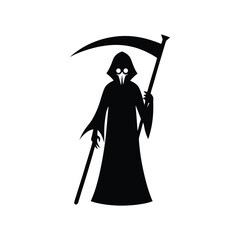 A grim reaper holding a scythe Halloween silhouette Vector illustration