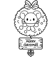 Mouse in Wreath – Cute Mouse Christmas Wreath