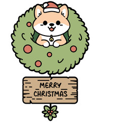 Shiba in Wreath – Cute Christmas Shiba Dog