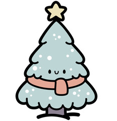chibi christmas tree - layered cut file - winter sticker
