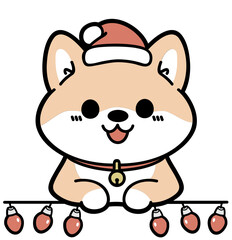 cute christmas shiba dog divider - layered cut file - xmas clipart