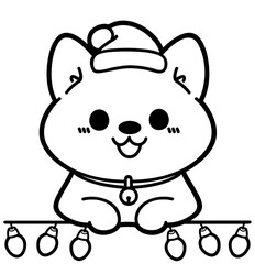 cute christmas shiba dog divider - layered cut file - xmas clipart