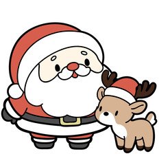 cute santa claus and reindeer - layered cut file - xmas clip art