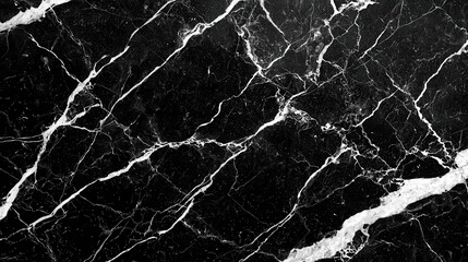 Elegant black marble texture with white veining creating luxurious and dramatic natural pattern