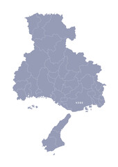 グレー色の日本地図, 兵庫県の行政区分付き地図, Gray map of Japan, Hyogo prefecture