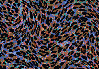 Grunge fluid style abstract movement liquid form animal skin shape dots, fashionable stylish, trendy, vivid and warm color sets suitable for printing on surface, all over print leopard, cheetah skin  © hilmi