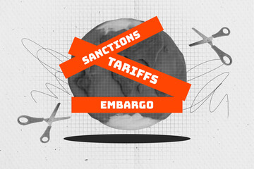Trend artwork template design 3D collage sketch of national budget inflation crisis finance...