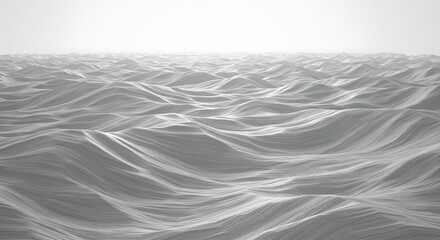 Fototapeta premium A vast expanse of undulating ocean waves under a hazy, bright sky.