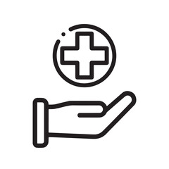 Fototapeta premium Health protection icon, hands holding medical cross symbol for insurance and care