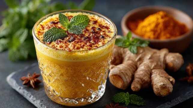 Immunity Boosting Turmeric Ginger Smoothie with Mint