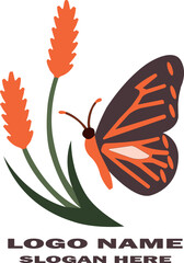 Butterfly weed logo icon vector .
