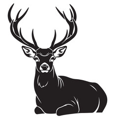 Majestic Black Deer Silhouette, Vector Illustration