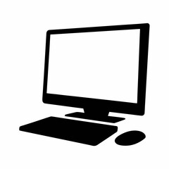Computer desktop pc workstation with keyboard and mouse vector illustration for graphic design