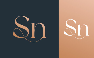Initial letter SN NS logo design vector illustration for couple, wedding, and business
