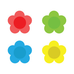 flower set colorful isolated icon vector