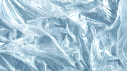 Plastic wrap overlay texture, stretched plastic wrinkle effect, transparent polyethylene or cellophane cover, realistic warped plastic film, bag or torn foil paper background for packaging business. S
