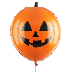 Orange Halloween balloon with smiling jack o lantern face, perfect for festive decoration and creating fun spooky atmosphere at parties or events