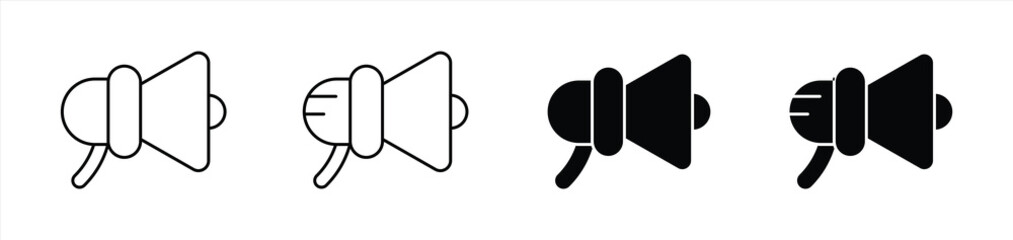 Megaphone Icon Set - Outline and Solid Style