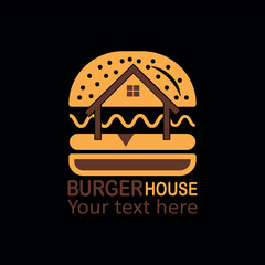 burger house logo, Burger Logo, Fast food logo, minimalist, modern, emblem, label, Burger vintage Burger design, business burger design, Cool vector illustration, Simple Linear cheese burger, 

