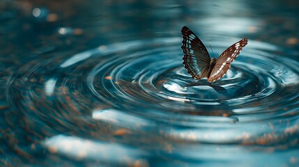 Butterfly on Water with Ripples