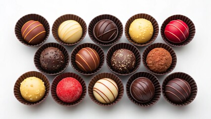 Obraz premium Gourmet Chocolate Truffles: Assorted Flavors, Elegant Presentation, Luxurious Indulgence
