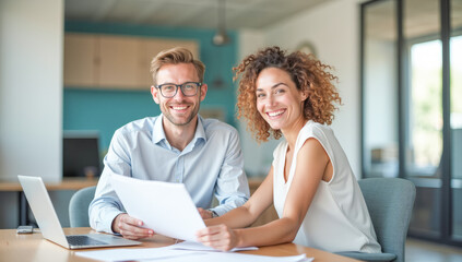 Obraz premium successful business team working in the office with documents