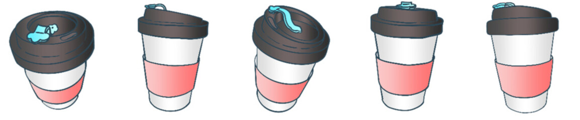 Pink Sleeve Takeaway Coffee Cup Illustration Set