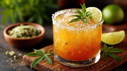 Cannabis Margarita Cocktail with Lime - Infused Summer Drink