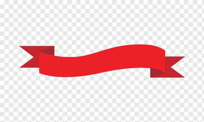 Red banner ribbon strip with bend flat design for print and websites . EPS 10 . Vector Illustration .