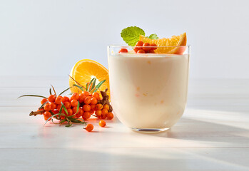 : Orangen Sanddorn Quark, dessert, lecker