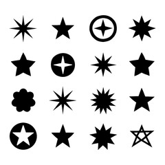 Sparkle and orbit logo icons in black silhouette style for futuristic branding, Transparent Background © FriskySloths