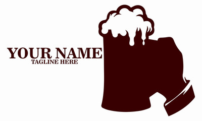 Hand holding beer mug logo icon for international beer day celebration. International beer day illustration vector design with hand holding mug of beer