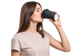 Urban Coffee Lover Enjoying Drink in Reusable Cup, Transparent PNG